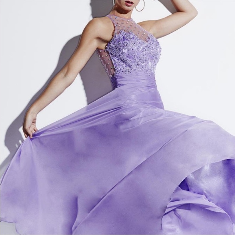 🔴CLEARANCE NEW STUDIO 17 SZ 8 LILAC BEADED ILLUSION CHIFFON FORMAL EVENING GOWN - Picture 14 of 15